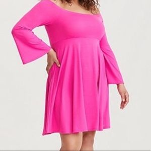 Torrid 2 Cold Shoulder Pink Dress Long Sleeve
